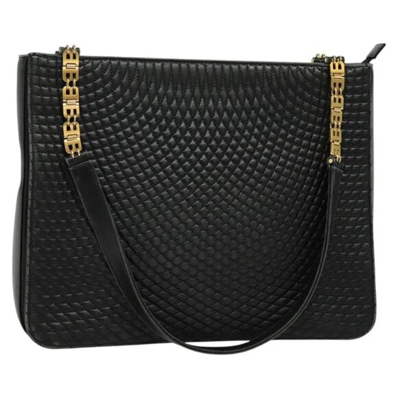 BALLY Shoulder Bag Leather Black Gold Auth 123425 - Picture 1 of 16